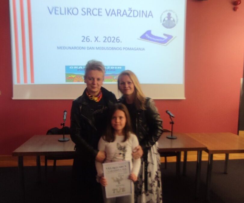 Greta Hirš iz 3. d razreda dobitnica plakete „Veliko srce Varaždina 2026.”